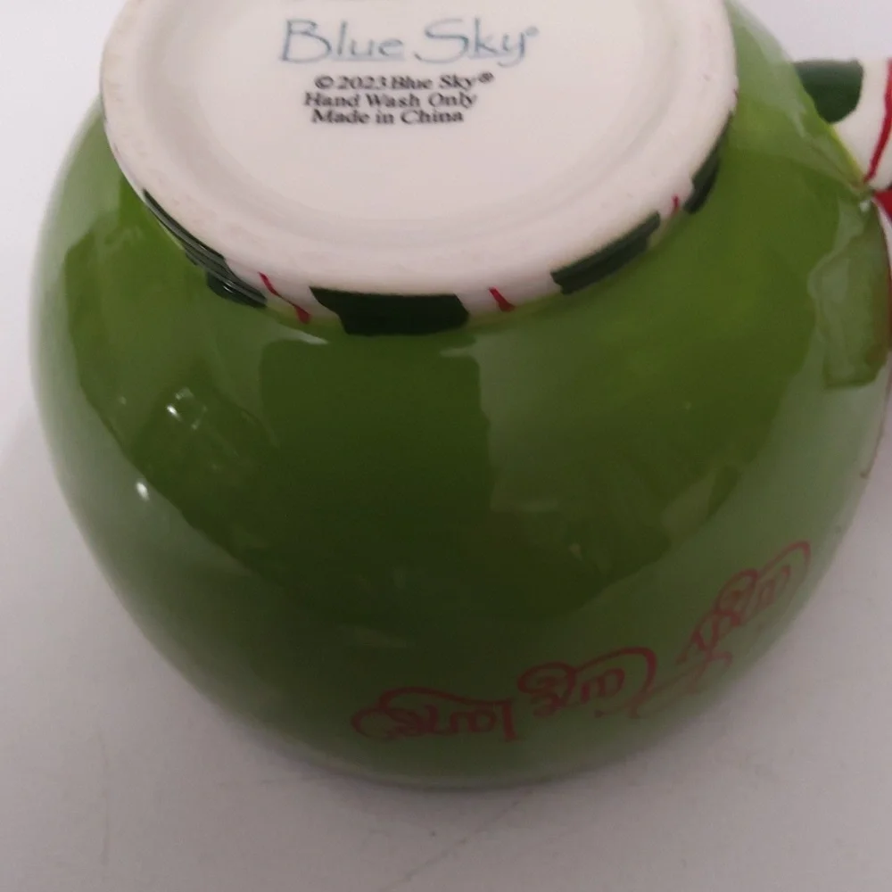 Blue Sky Festive Green Snowman Mug, NWT